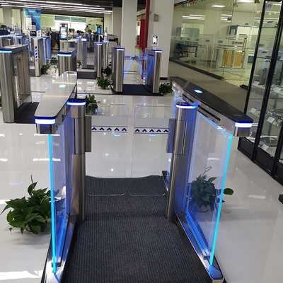 Pedestrian Control Electronic Turnstile Glass Swing Barrier Gate