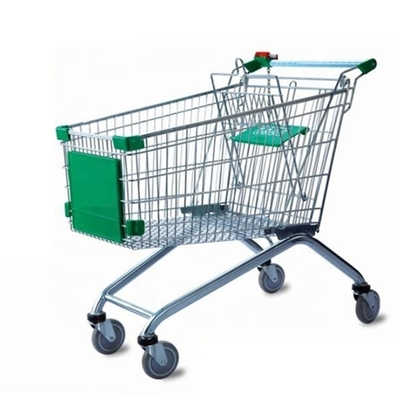 Carro europeo de la carretilla de las compras del alambre de metal del supermercado del estilo con 4 ruedas