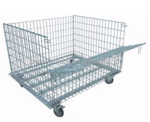 El almacenamiento de alambre bloqueable de la caja de la malla enjaula la jaula rodante del almacenamiento del metal del contenedor de almacenamiento del compartimiento del metal